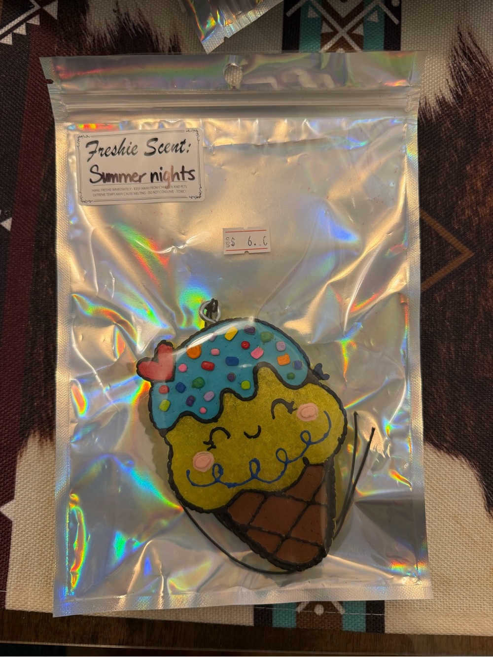 Cute Ice Cream Cone Necklace - Blue & Yellow Sprinkles